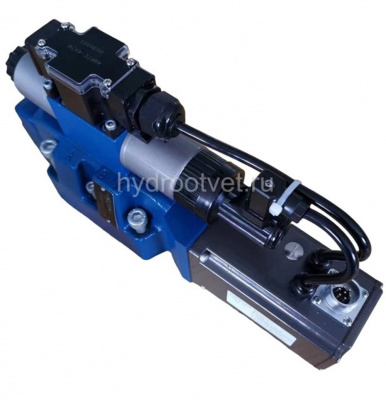 4WRTE10W8-50L-4X/6EG24K31/A1M - Пропорциональный быстродействующий распределитель с обратной связью по положению золотника и со встроенным усилителем (OBE), Ду10, A1 = ±10 В, номинальный расход 50 л/мин, схема W8-, каналы управления X и Y = внешние